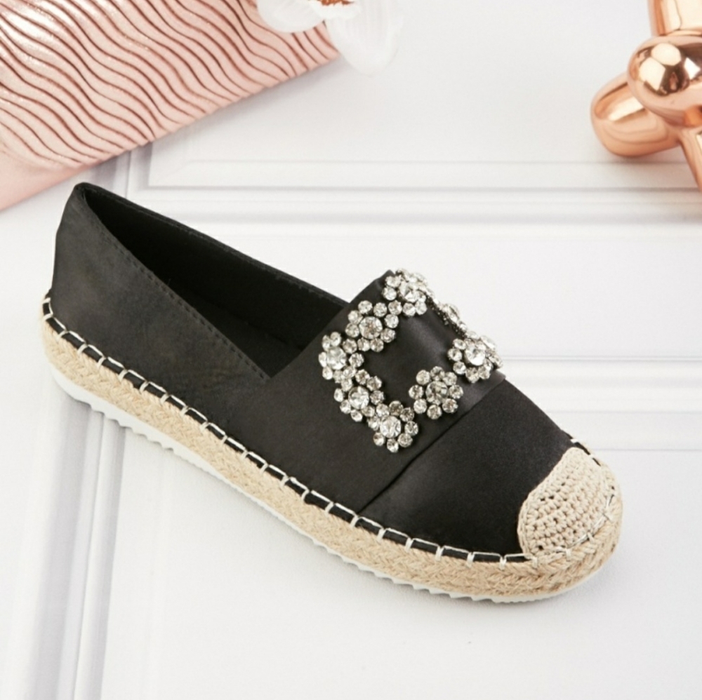 Belluci Satin diamond encrusted espadrilles